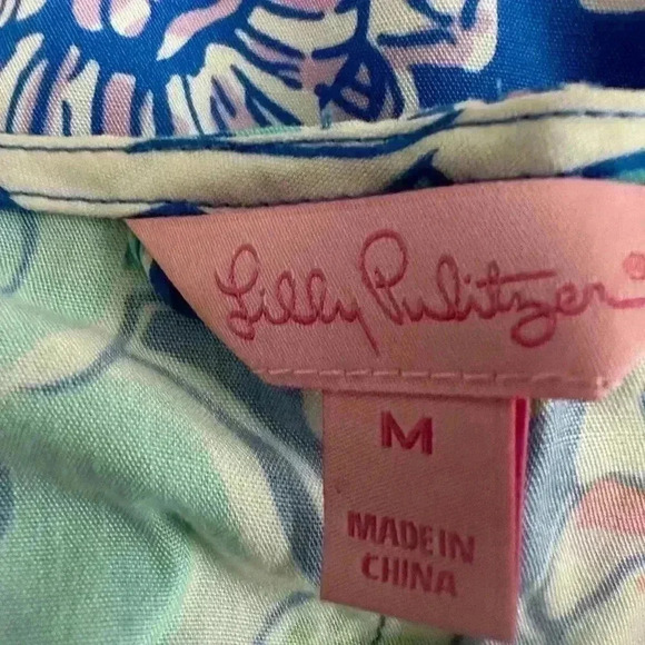 Lilly Pulitzer Maya Worth Blue May Flowers Floral Print Tie Waist Dress Size M - Picture 6 of 6